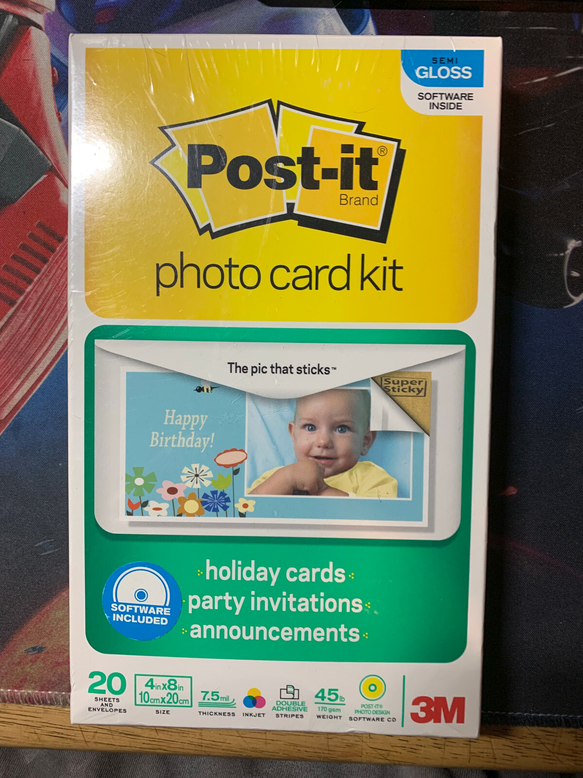Post-it Photo Holiday Card Kit 4 X 8" Semi Gloss Sticky Picture Paper & Software