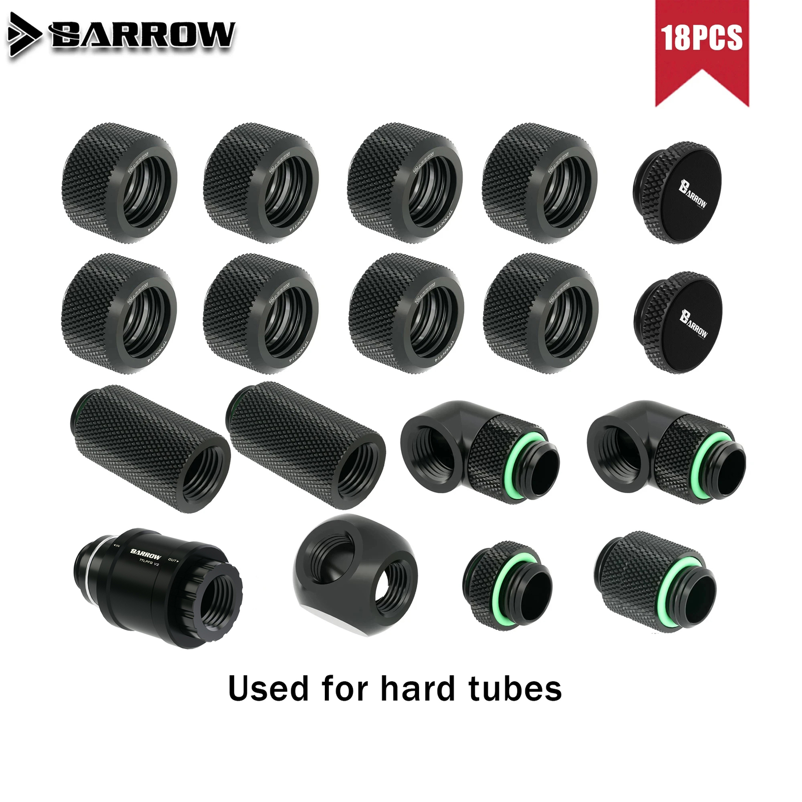 Barrow Fitting Kit OD12mm/14mm/16mm Hand Compression Hard Tube Fitting G1/4"