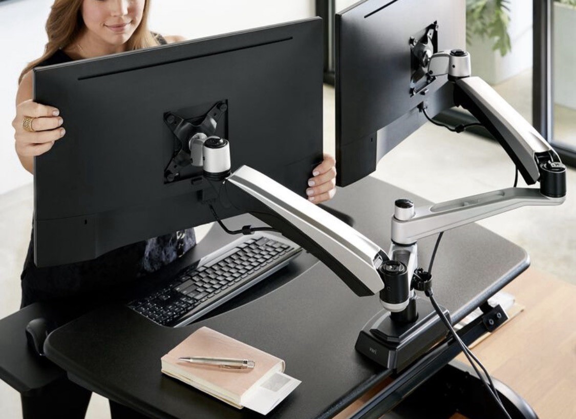 Vari Dual Monitor Arm Desk Mount Adjustable VESA - perfect condition
