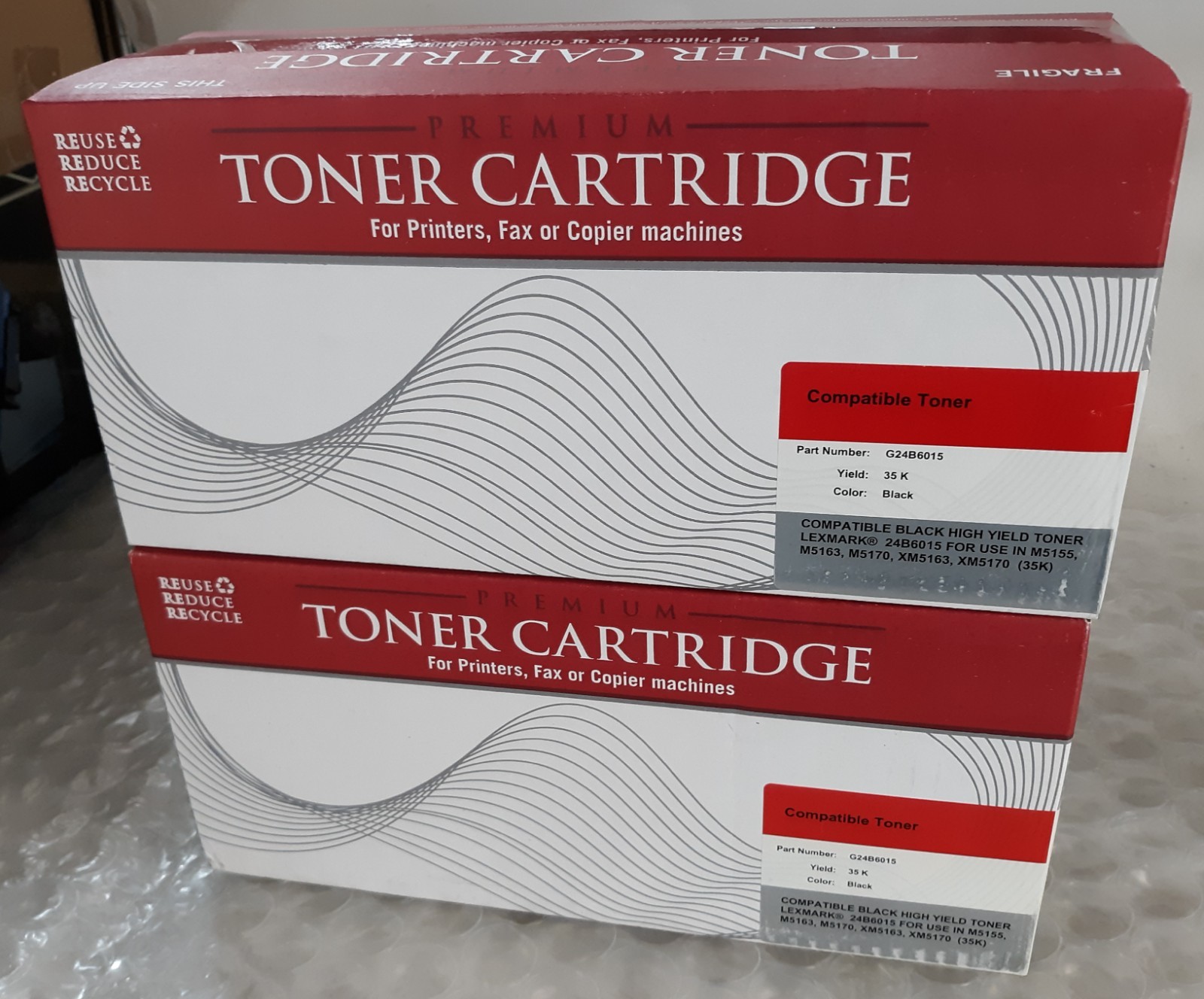 Pair of Premium Toner Cartridge G24B6015 Black Compatible Lexmark NEW *SEALED*