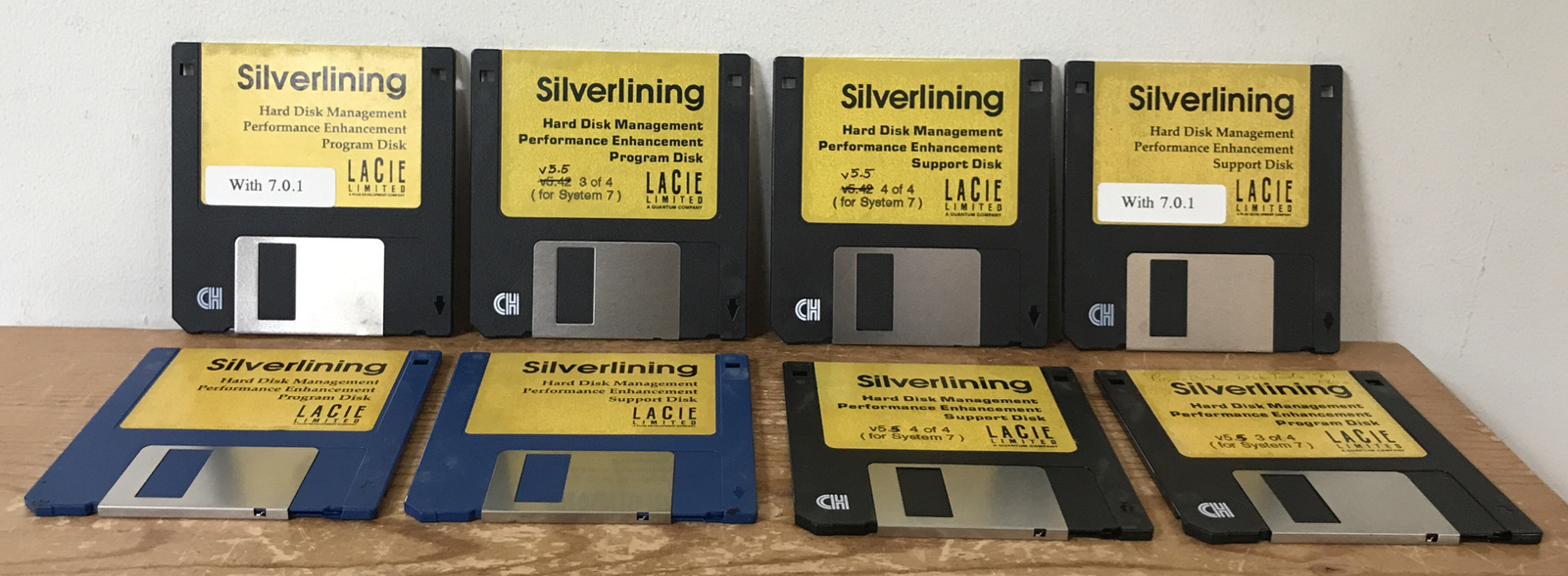 Set 8 Vtg 1991 1992 Lacie Limited Silverlining Hard Disk Management Floppy Disks