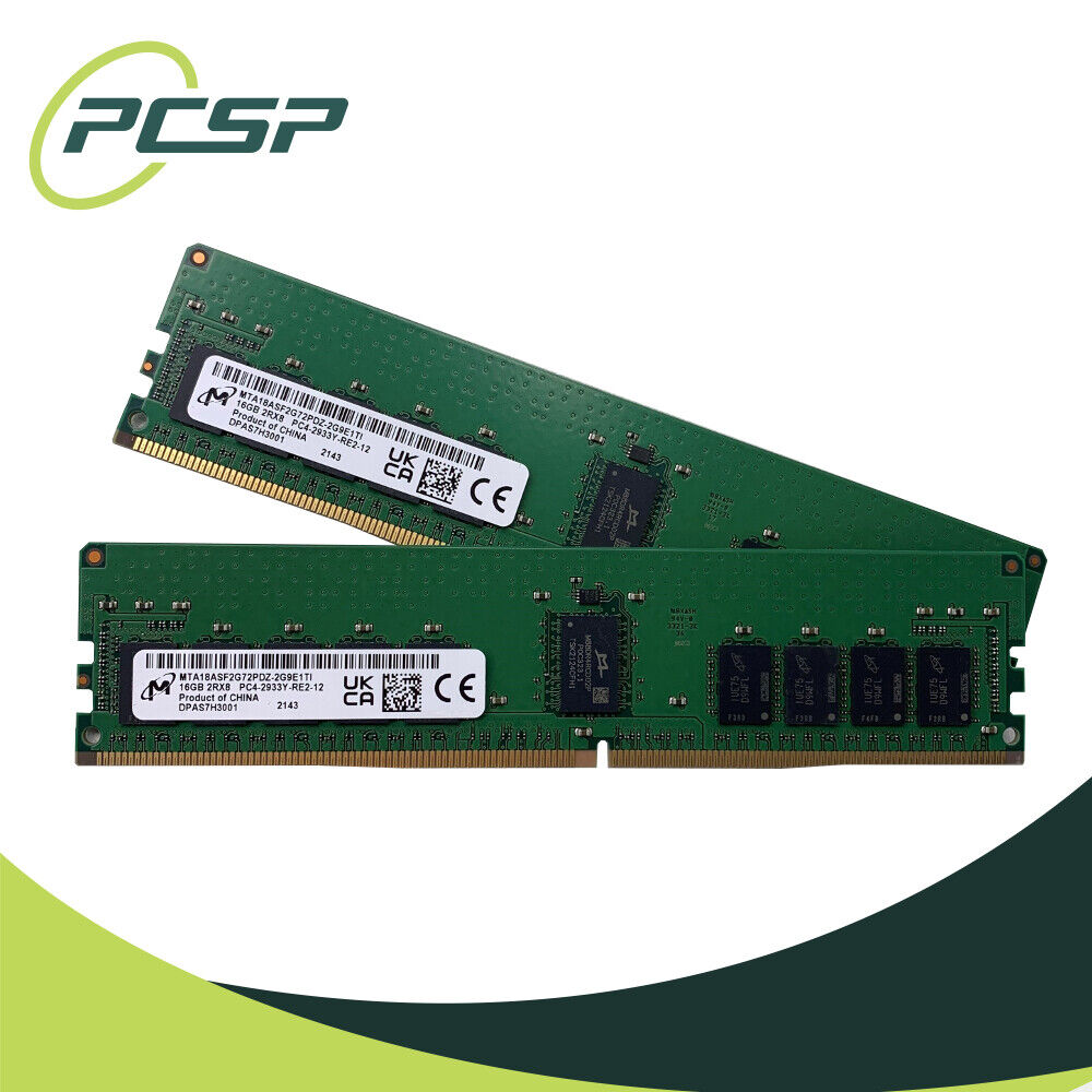 32GB RAM Kit - Micron 2x16GB PC4-2933Y 2Rx8 DDR4 ECC REG MTA18ASF2G72PDZ-2G9E1TI