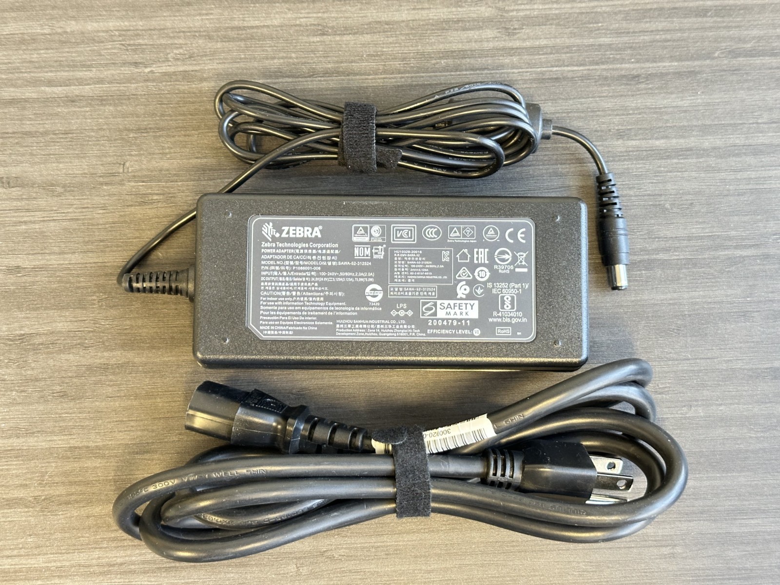 Original Zebra 75W AC Power Adapter P1086001-006 SAWA-52-312524 24V 3.12A