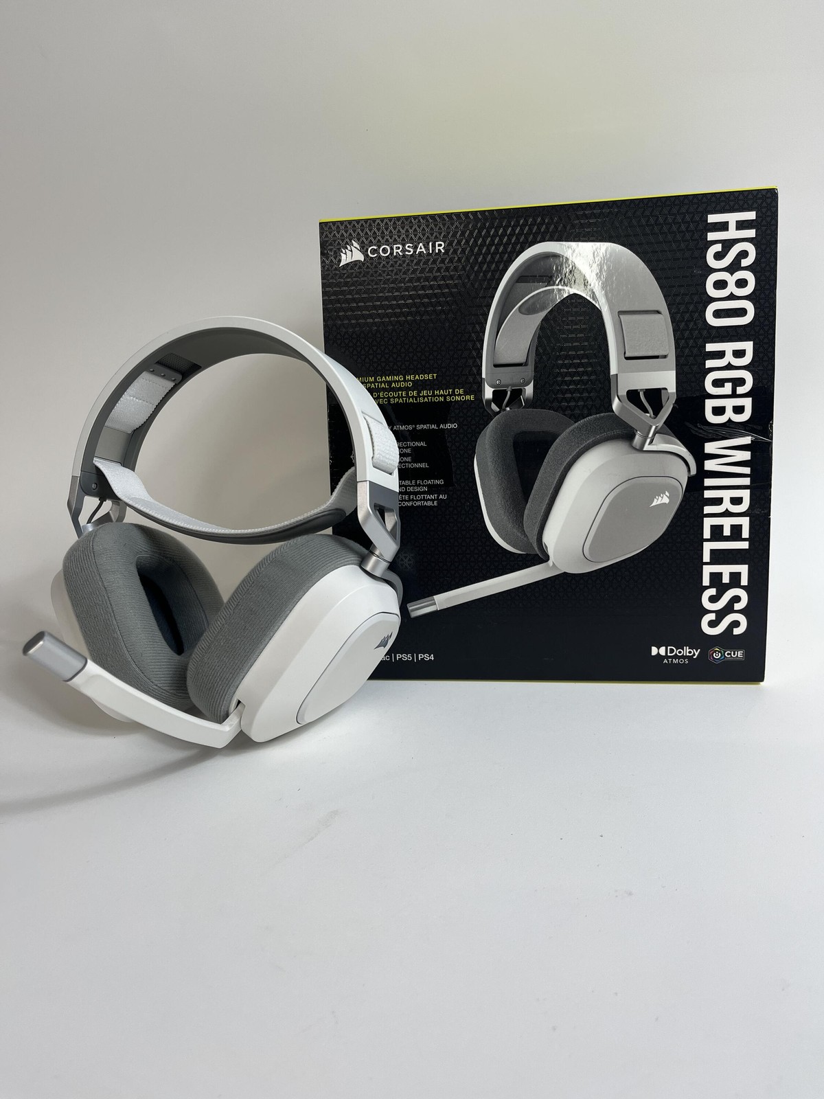 Corsair HS80 RGB Wireless PC PS5 PS4 Mac Gaming Headset – White
