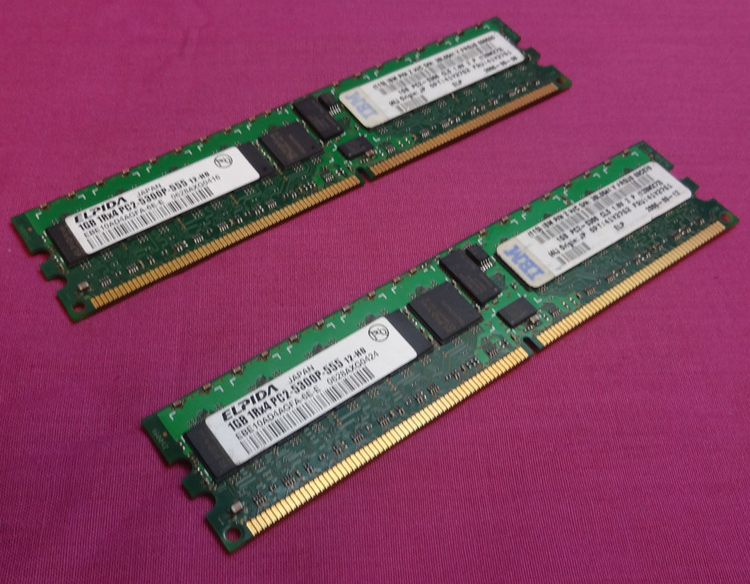 2GB Kit IBM Elpida EBE10AD4AGFA-6E-E ECC PC2-5300P 667MHz DDR2 Server Memory