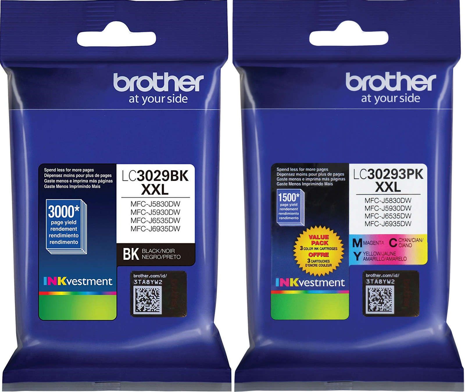 New Genuine Brother LC3029XXL Black Color 4PK Ink Cartridges MFC-J5930DW Ex.2027