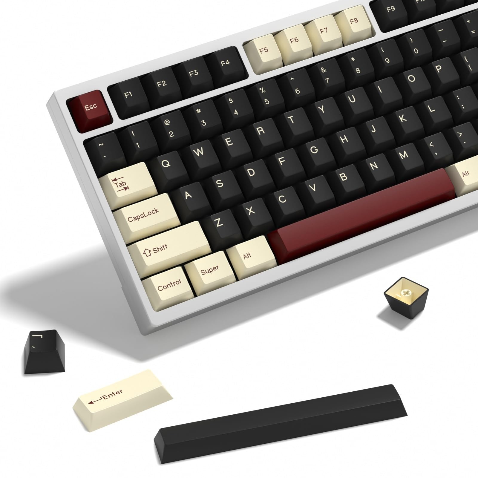 Rome PBT Double Shot Custom Keycap Set,176 Keys Black Gaming Key Caps Keycaps...