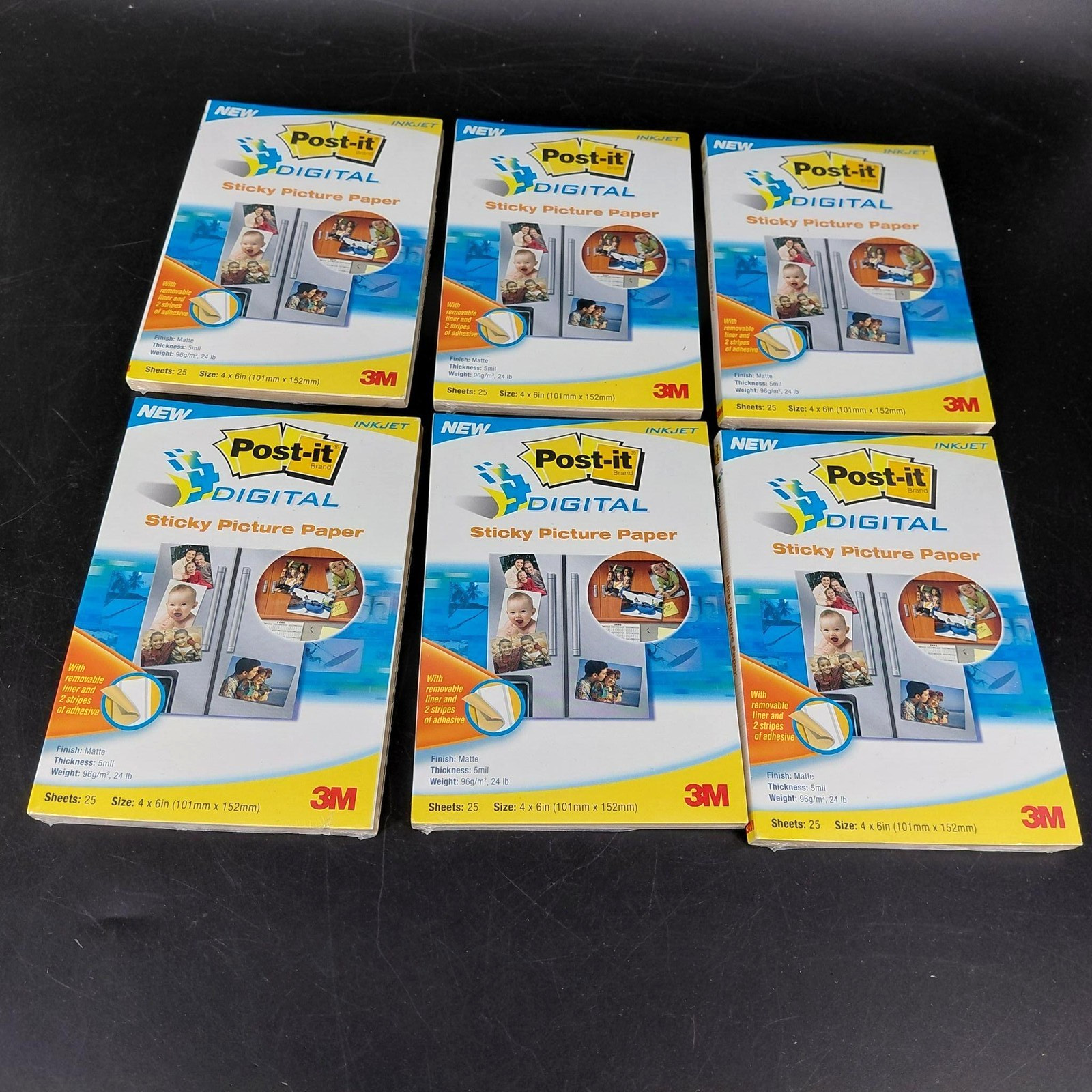 Post-it Digital Sticky Picture Paper 4x6 White SP4625 Lot 6 Inkjet Photo Printer
