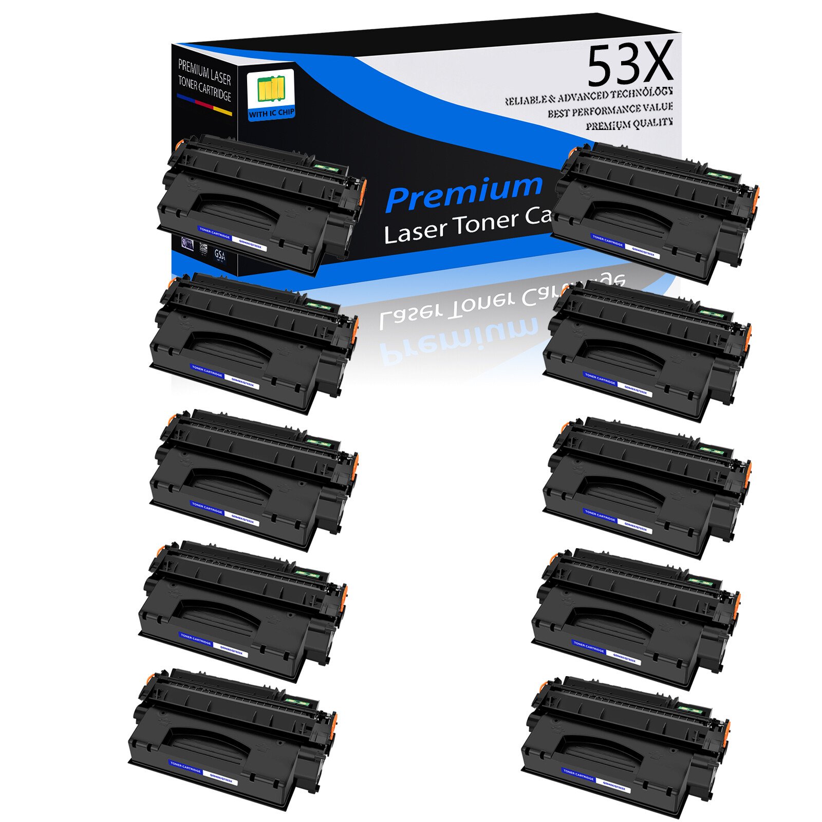 US 10PK Q7553X 53X Toner Cartridge For HP LaserJet P2014 P2015 M2727 MFP M2727nf