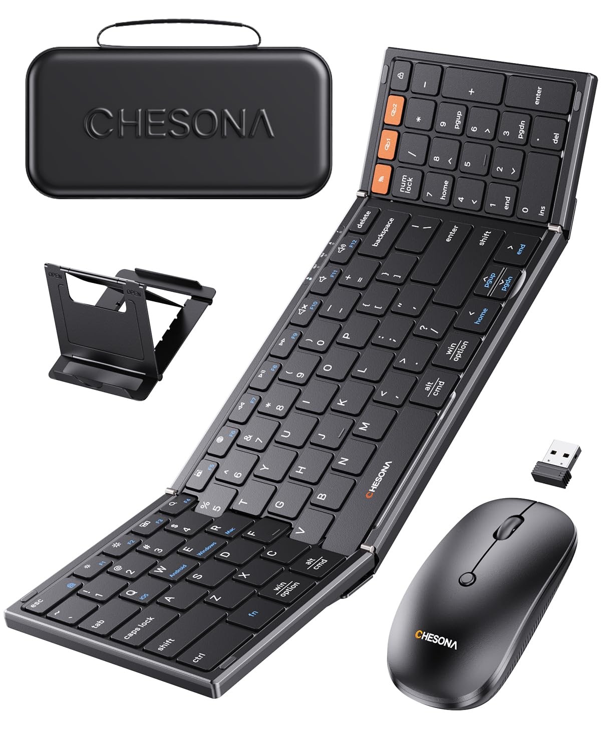 Foldable Keyboard and Combo - Ultra Slim 600g with 2.4G+Dual Bluetooth Compac...