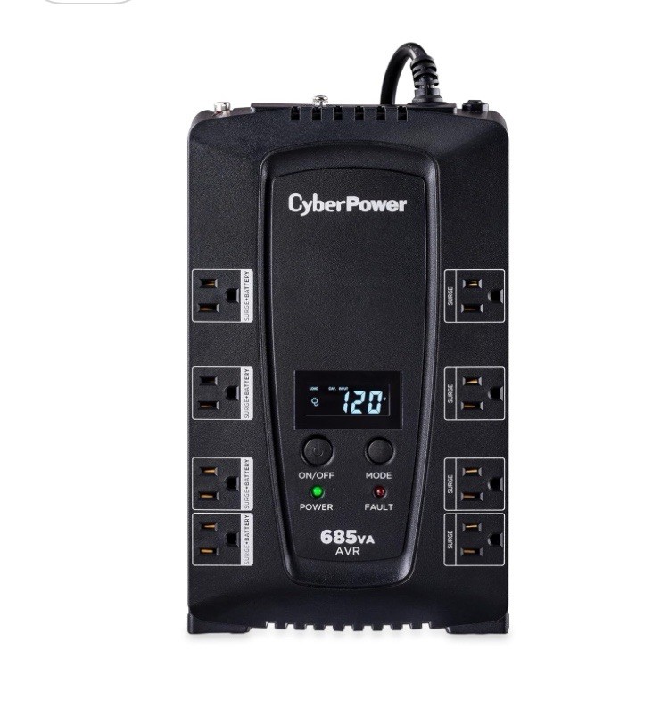 CyberPower CP685AVRLCD UPS Battery Backup 685VA/390W LCD 8 Outlets AVR Surge