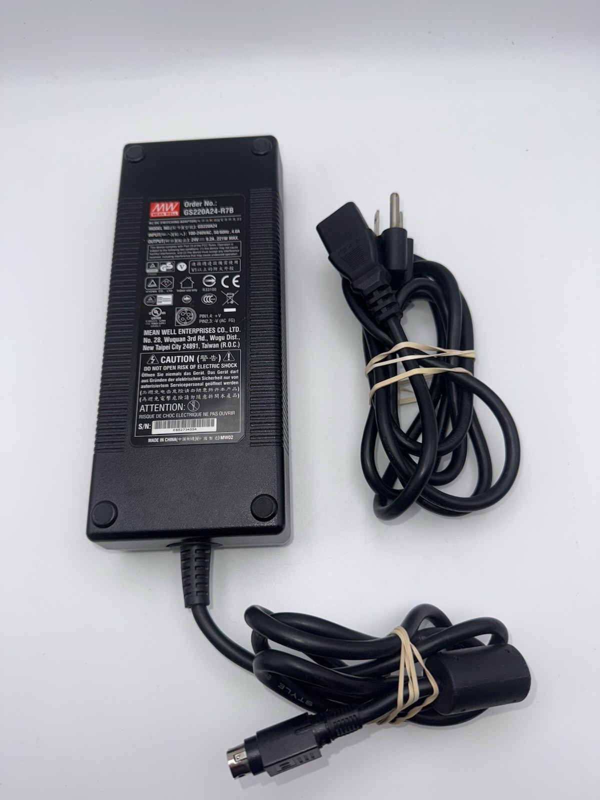 24V 9.2A / 8.33A Compatible with 221W MW Mean Well GS220A24, 4 Pin DIN Plug 
