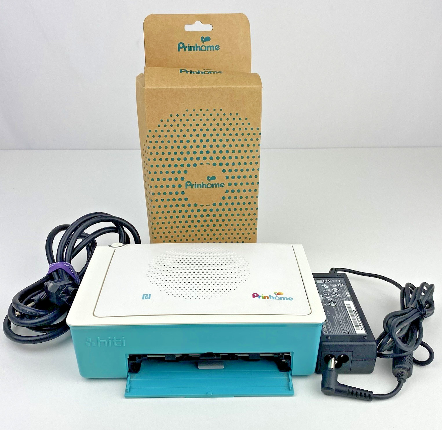 HiTi Prinhome Digital Photo Printer White Blue w/ Accessories Tested Power Cord