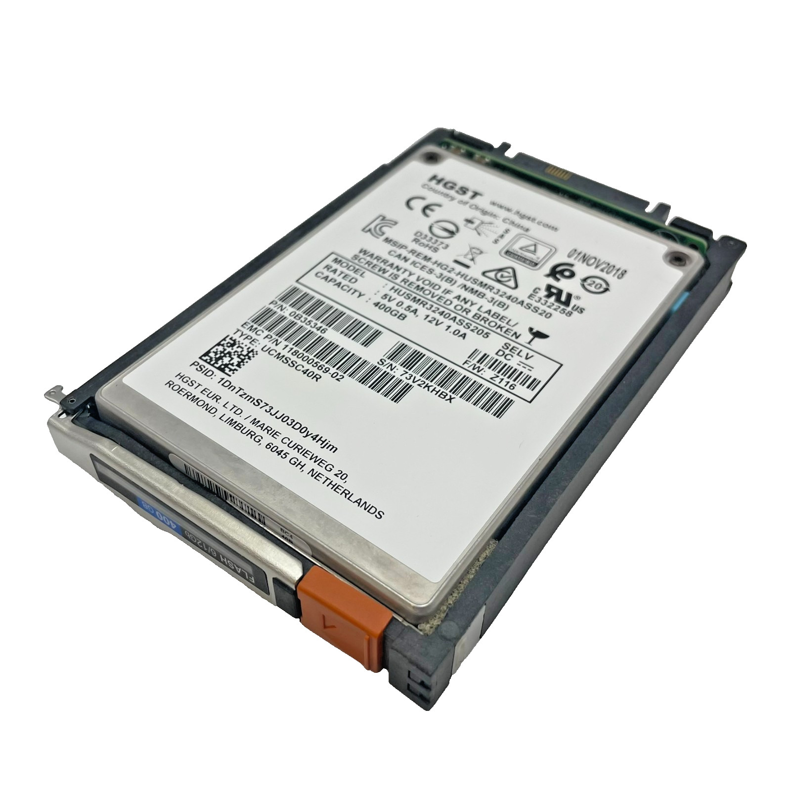 HGST 400GB SAS SSD 12Gb/s 0B35346 Isilon Caddy Grade A  4K POH