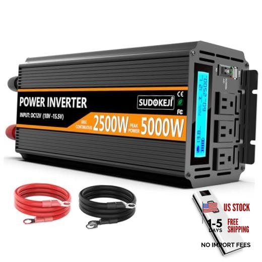 2500W Power Inverter 12V DC to AC 110V/120V (Peak) 5000W Converter 3 2500W-DA