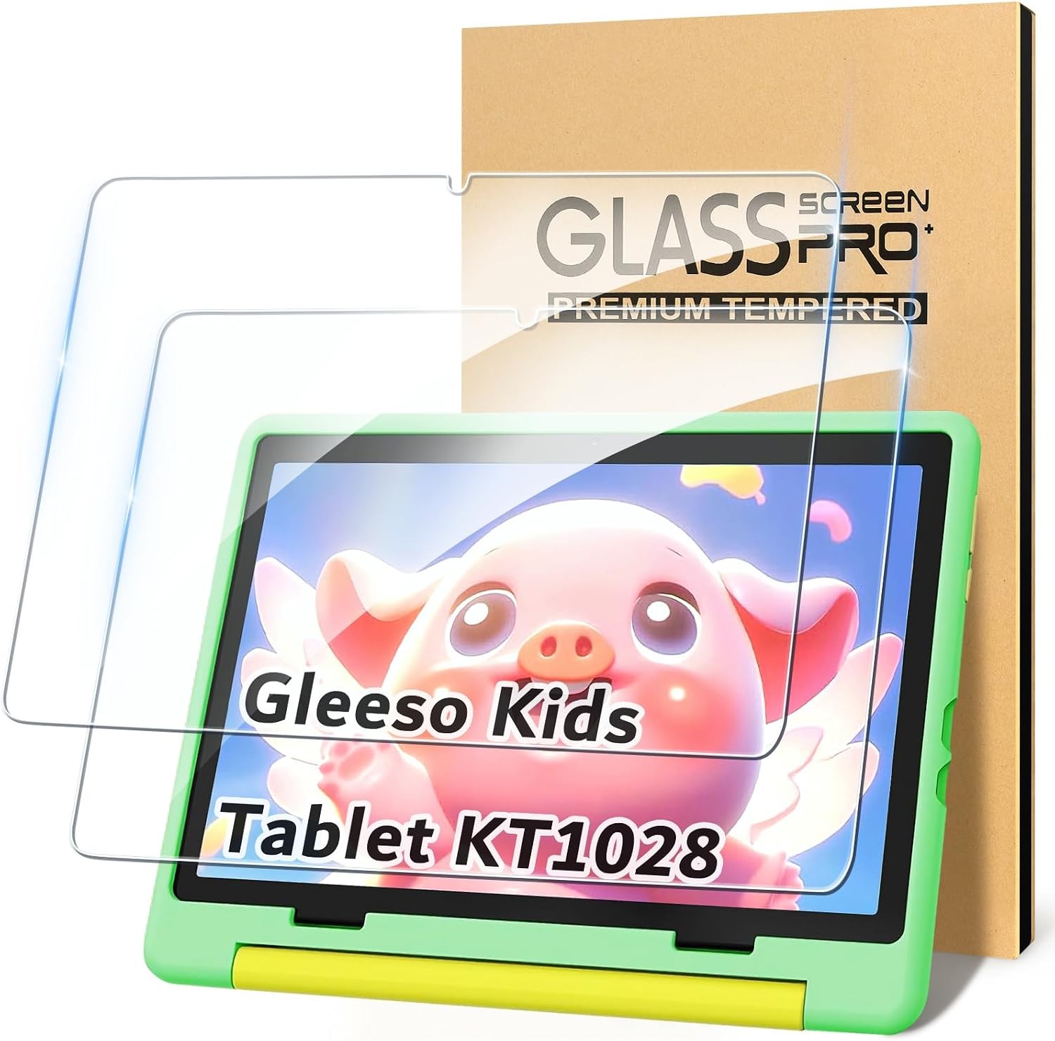 2 Pack Screen Protector for Gleeso KT1028 Kids Tablet 10.1 inch, 9H Tempered Gla