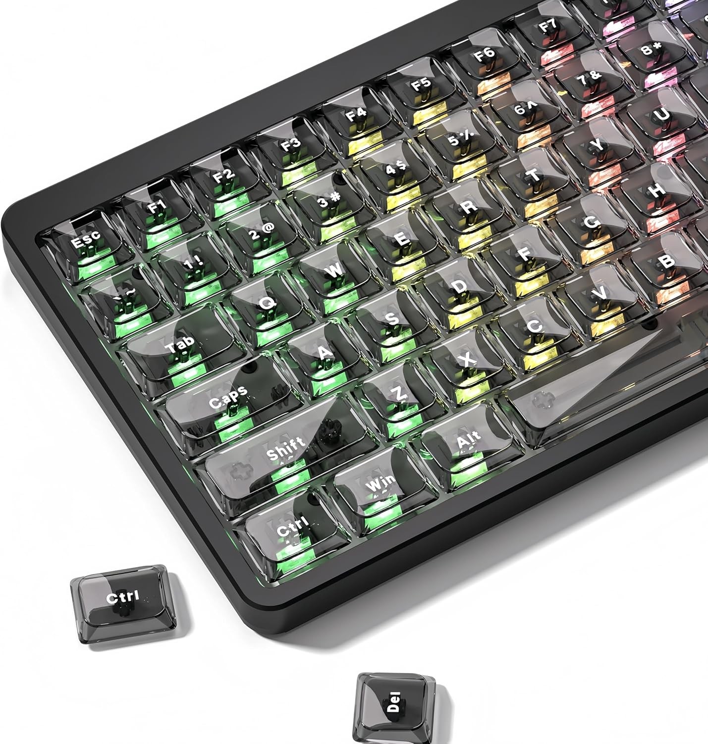 Black Low Profile Keyboard keycaps,Clear Key caps Jelly Set