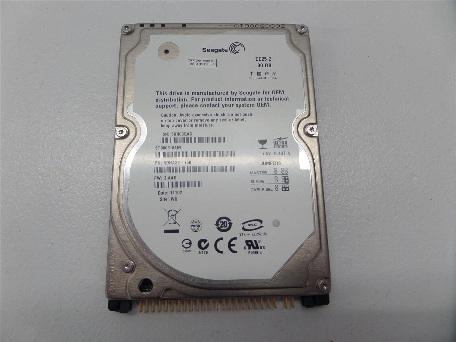 Seagate ST980818AM EE25.2 80GB 2.5" IDE Hard Drive 9DHA32-750