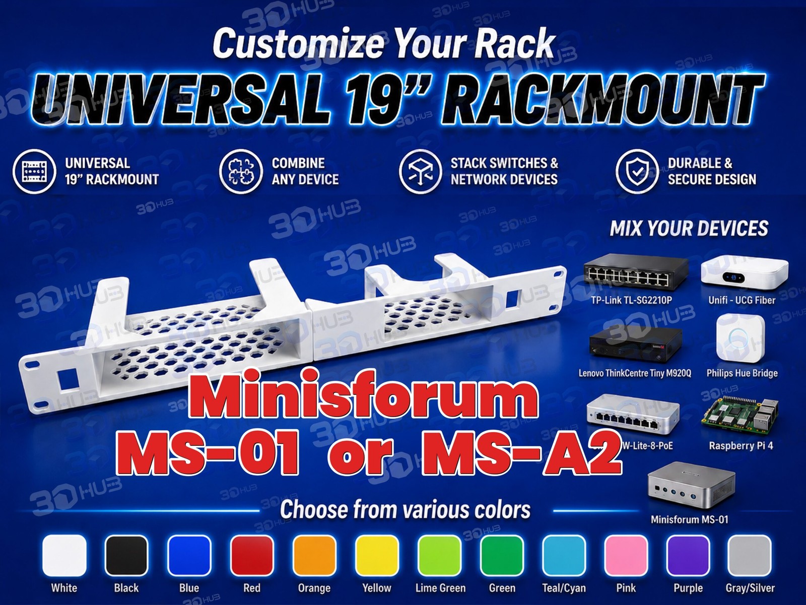 Minisforum MS-01 MS-A2 19" Rackmount 1U - Mix & Match with other devices
