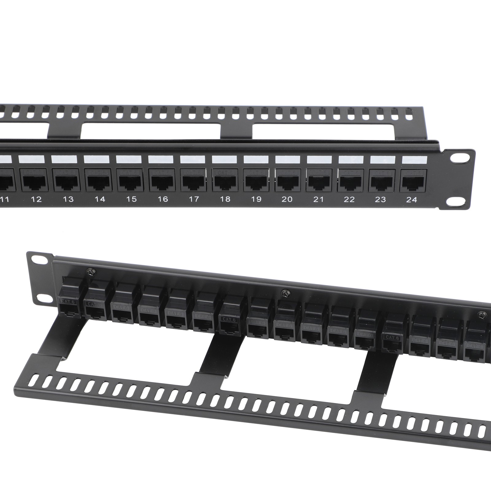 24/48 Port Cat6 Keystone Patch Panel 1U/2U 19" Rack/Wall Mount RJ45 Ethernet
