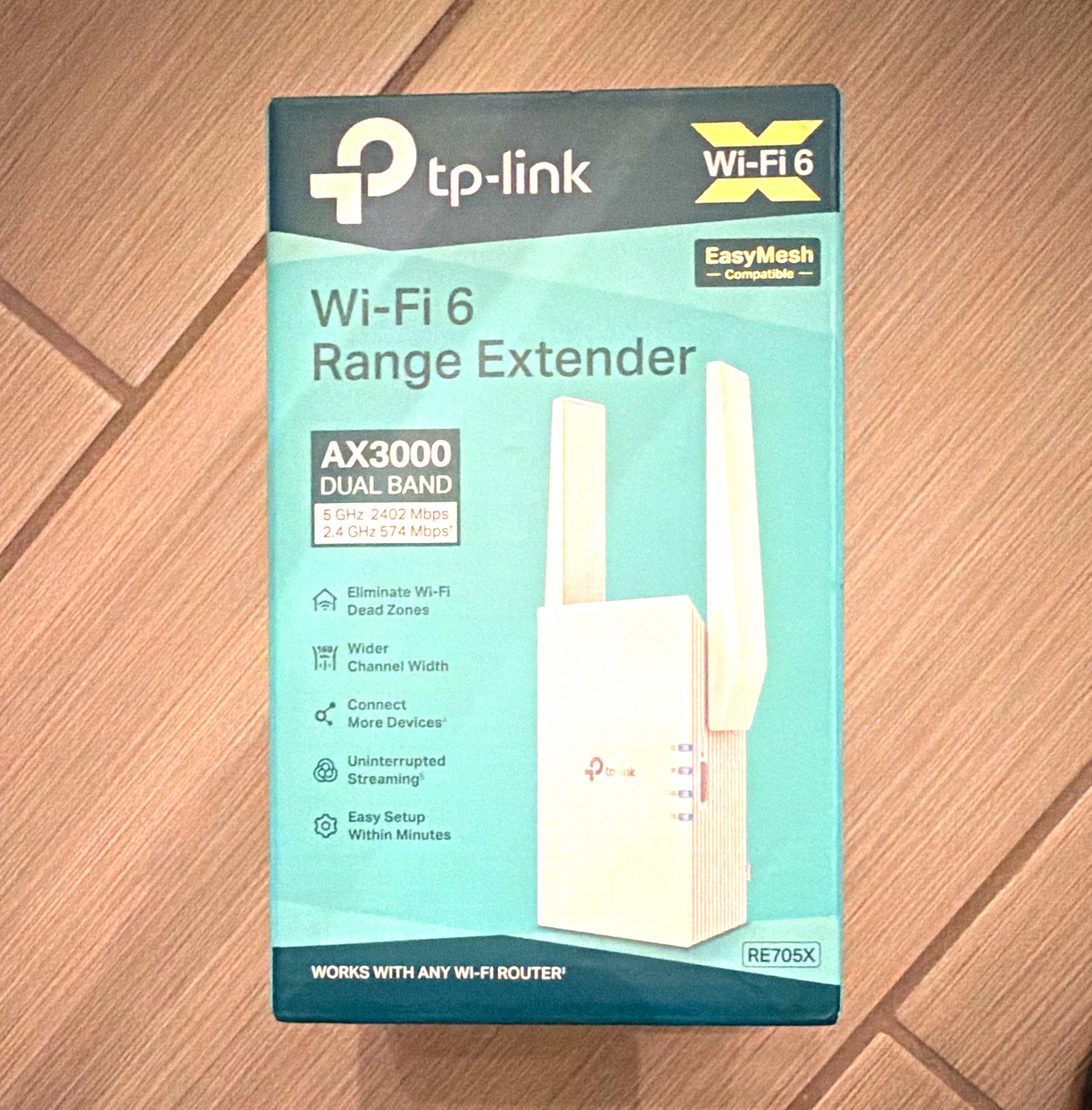 TP-LINK RE705X AX3000 Wi‑Fi 6 Dual‑Band Extender EasyMesh AP Mode 1x RJ‑45