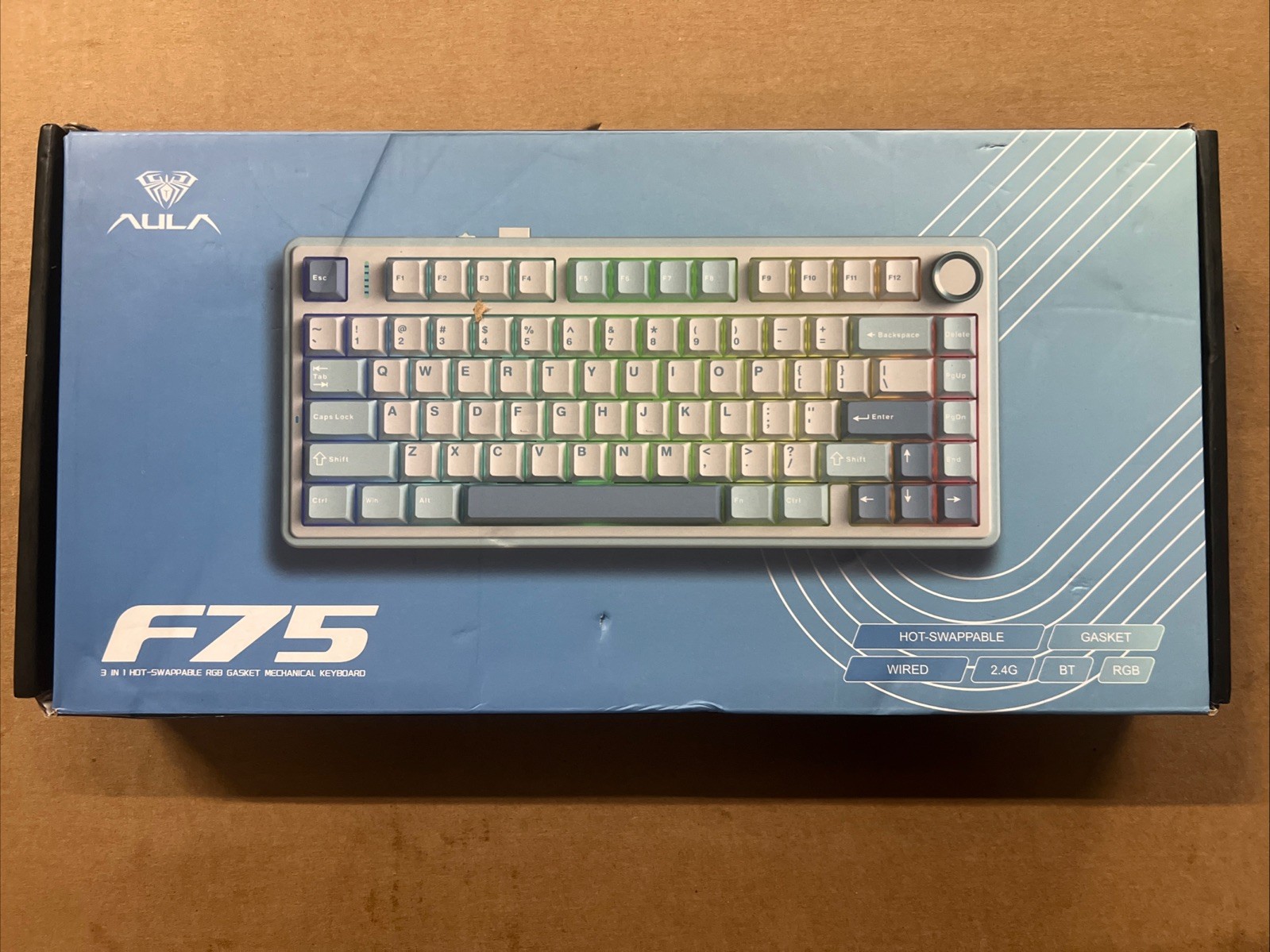 AULA F75 75% Wireless Mechanical Gaming Keyboard-4000m Bat Creamy HotSwap