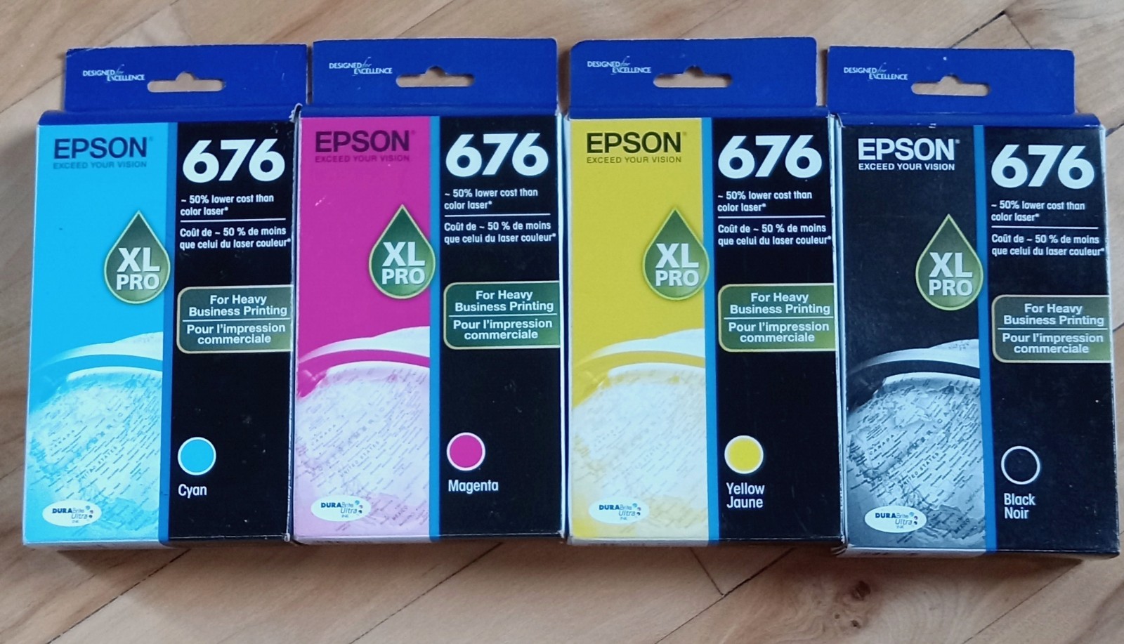 4 Genuine Epson 676 XL Pro Ink Cartridge Set Black Cyan Magenta Yellow Exp 2024