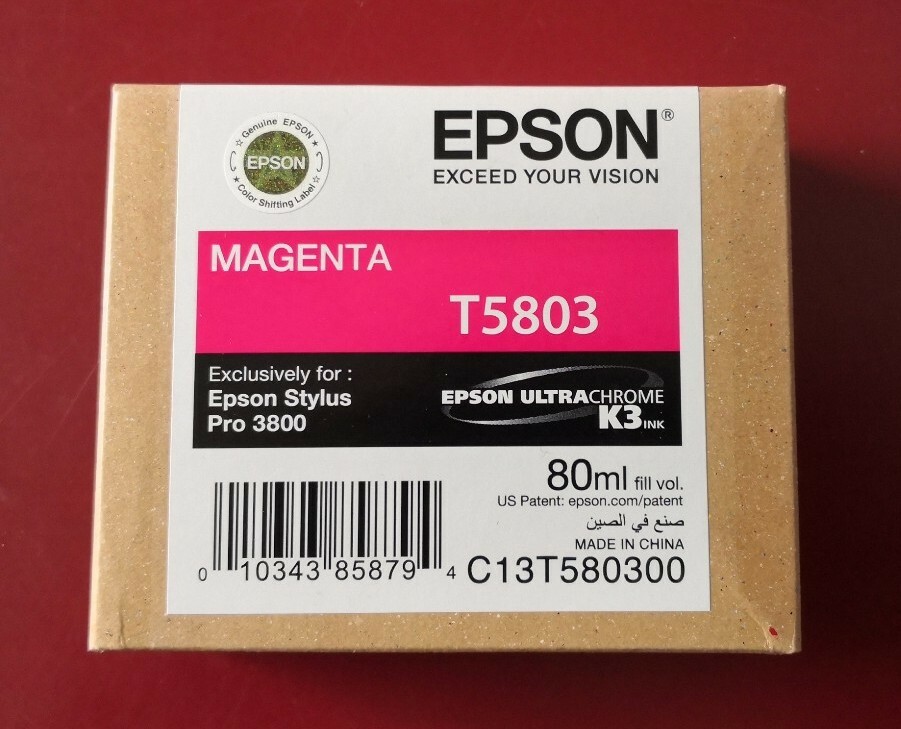 01-2024 New In Box Genuine Epson Pro 3800 Magenta 80ml K3 Ink T5803 T580300
