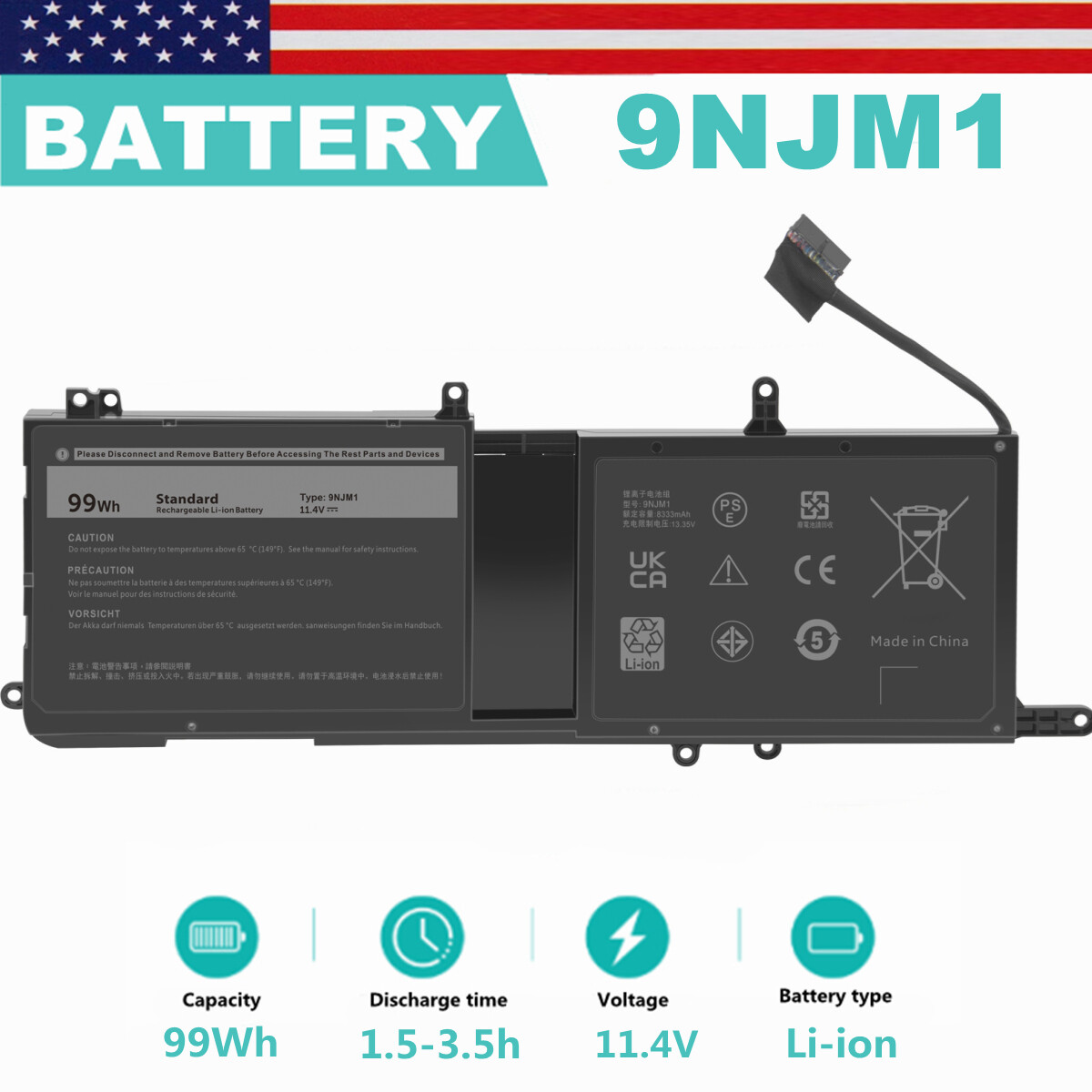 9NJM1 Battery for Dell Alienware 15 17 R3 R4 09NJM1 HF250 MG2YH 0546FF P31E001 