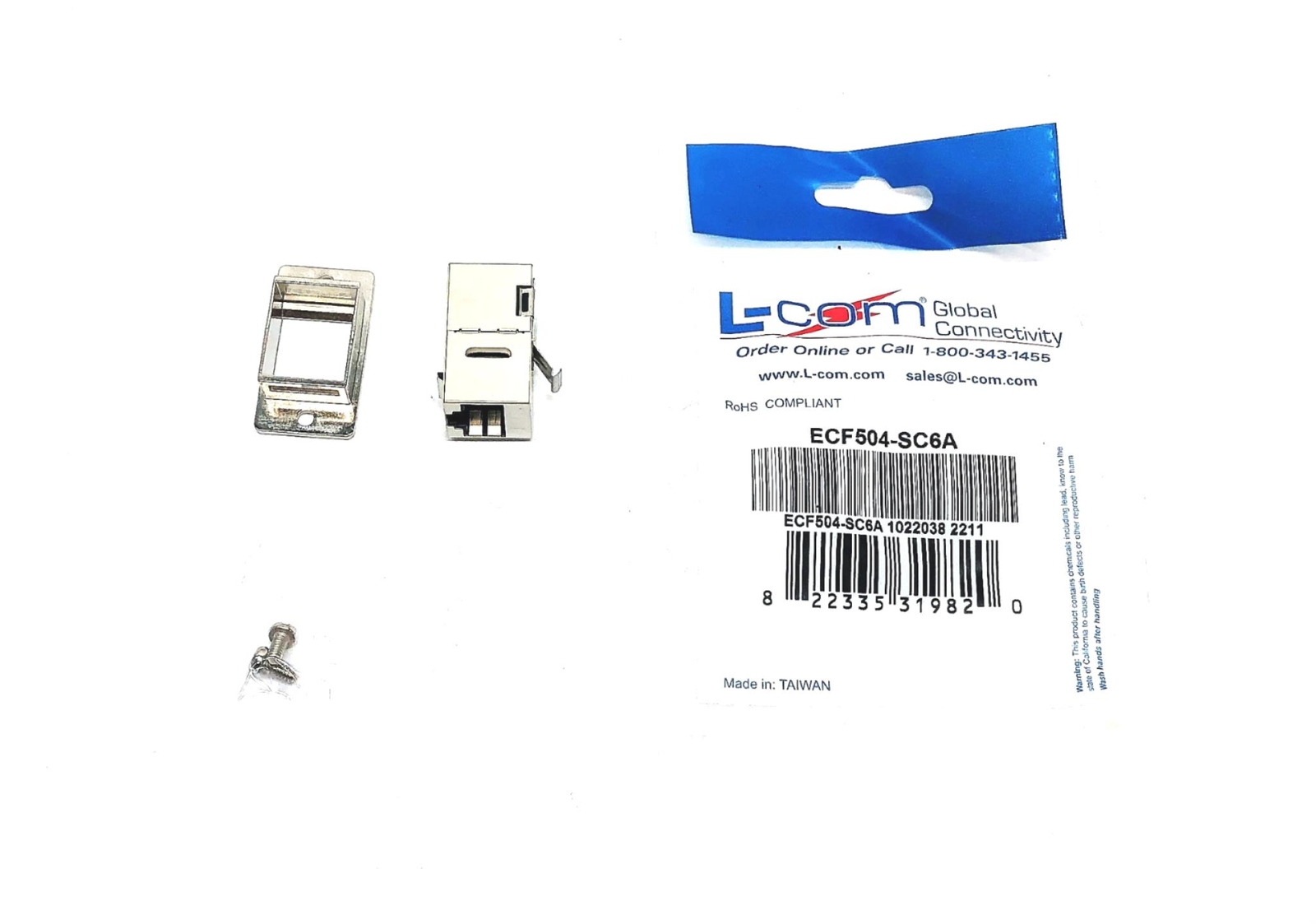 Infinit L-Com Cat6a RJ45 Panel Mount Style 8x8 Shielded Coupler ECF504-SC6A NOS