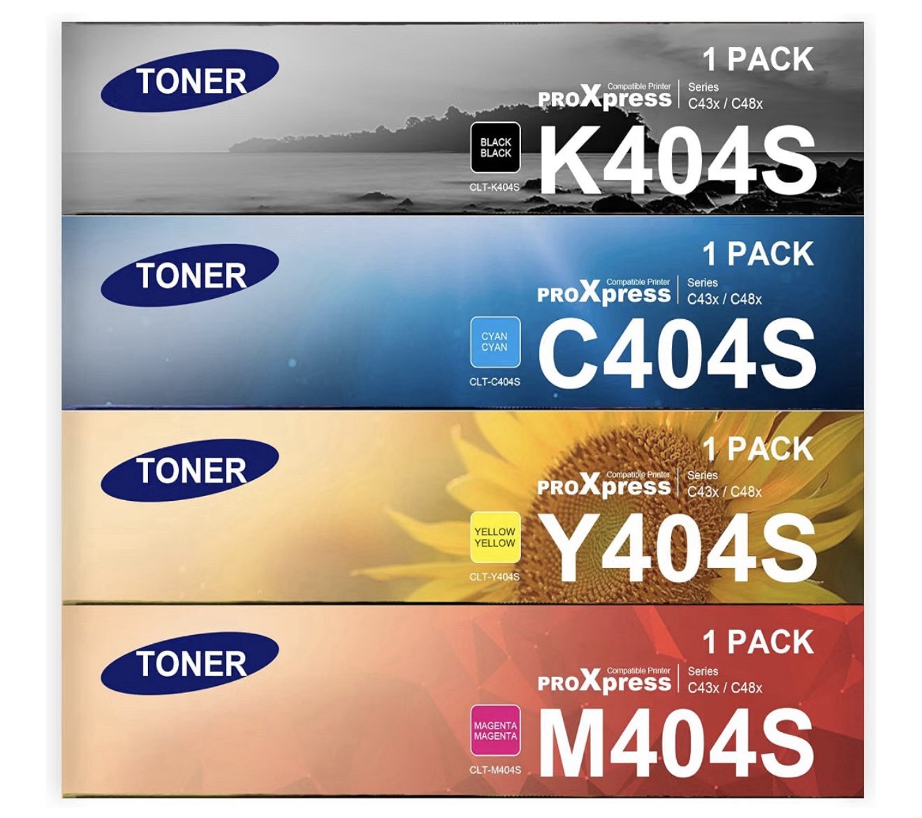 4PK Color CLT-404S 404S Toner Cartridge For Samsung Xpress C480FW C480W C430W