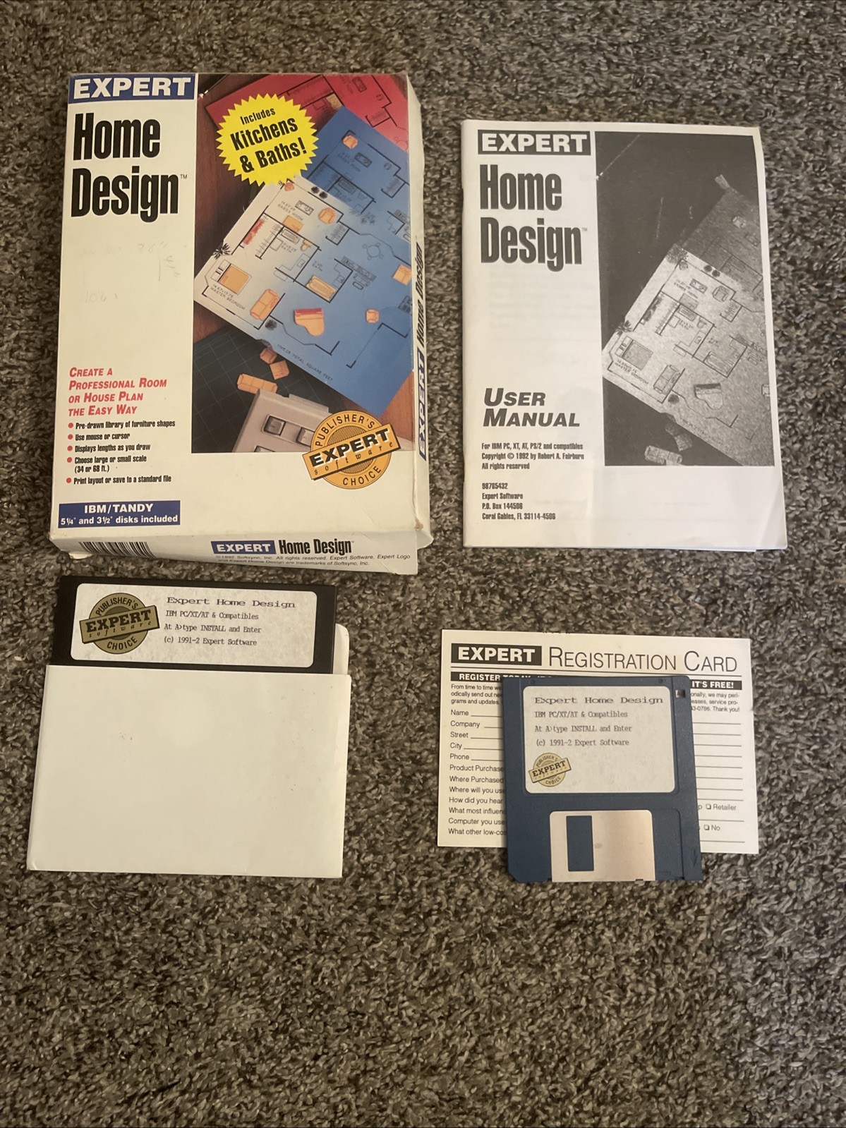 Vintage 1991 Expert Home Design IBM/PC/XT/AT & Compatibles 5.25 & 3.5 Disks