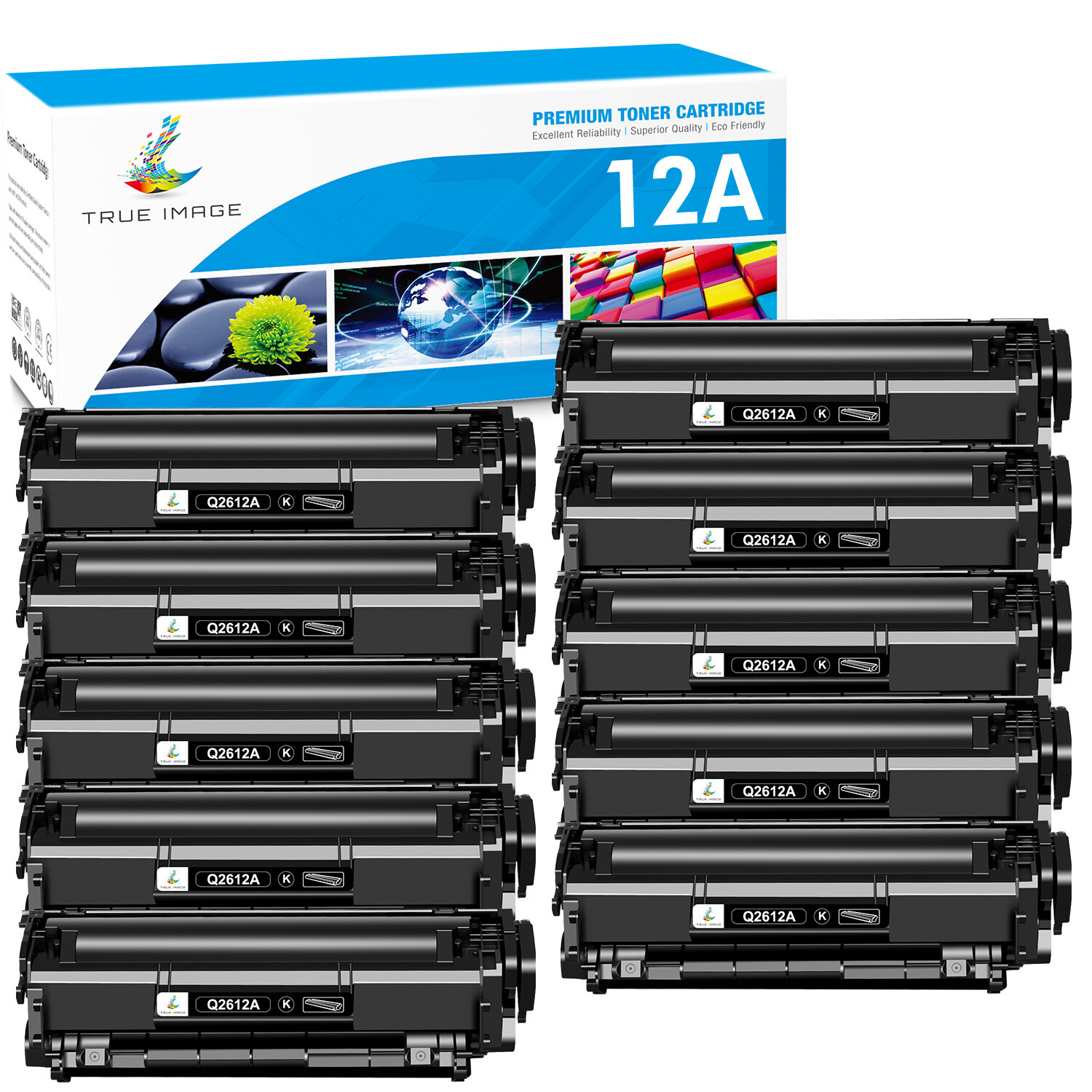 10pcs Q2612A Toner Compatible with HP 12A LaserJet 1012 1010 1018 1020 3030 3020