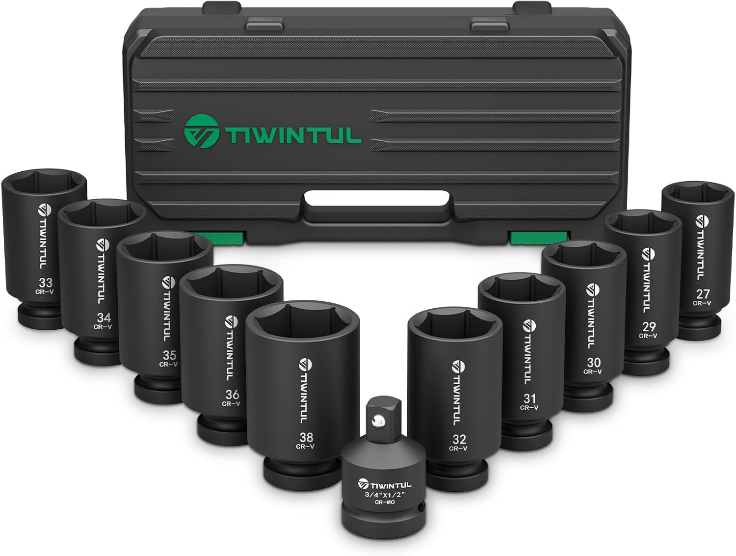 11Pcs Axle Nut Socket Set, 1/2" Drive Metric Impact Deep Socket | 27Mm-38Mm Size