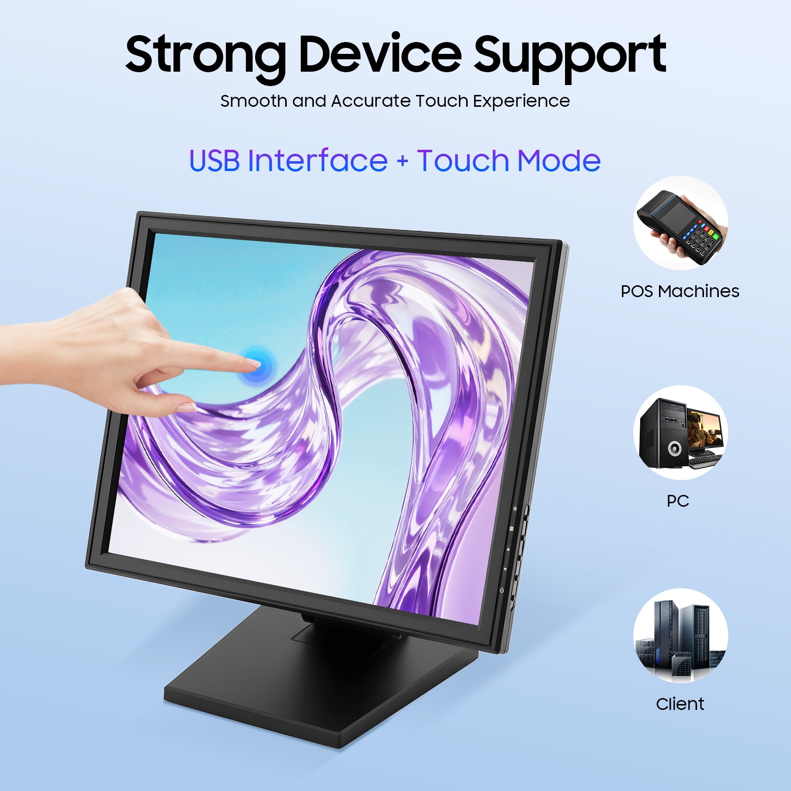 17in LCD Touchscreen Monitor Adjustable Angle LCD Display - 4:3, 5ms, 1280x1024