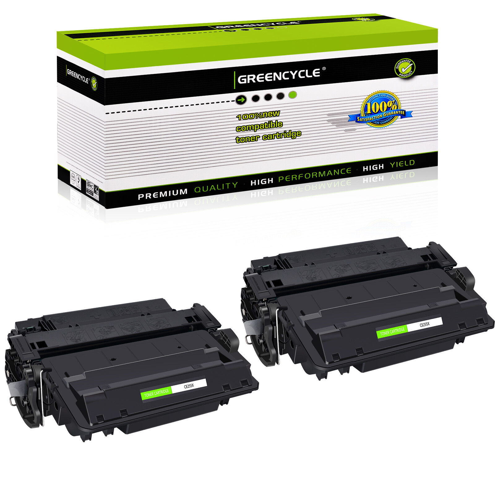 2PK 55X CE255X Toner Cartridge Fit for HP LaserJet P3015dn P3015x 500 MFP M525dn
