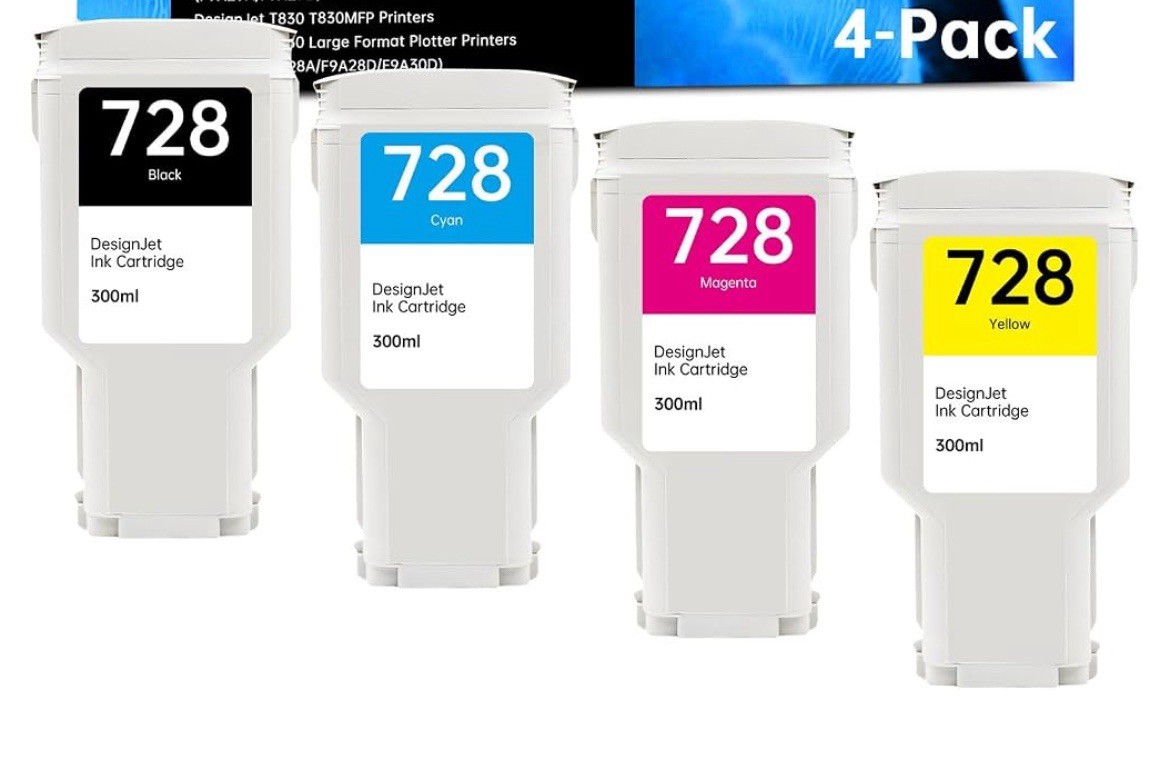 728 Ink Cartridges High Yield Set 300ml (Matte Black/Cyan/Magenta/Yellow)