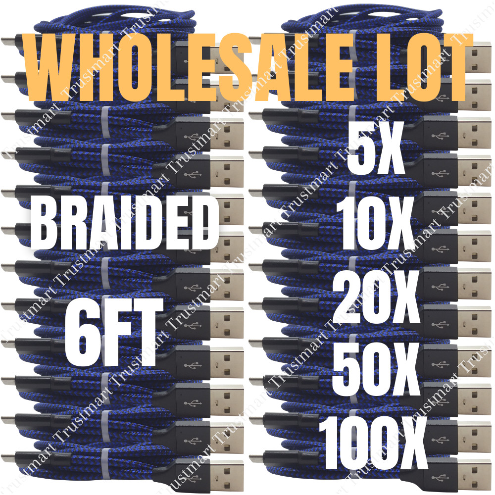 Wholesale Braided 6ft USB Fast Charger Cable For iPhone 13 12 11 X Charging Cord