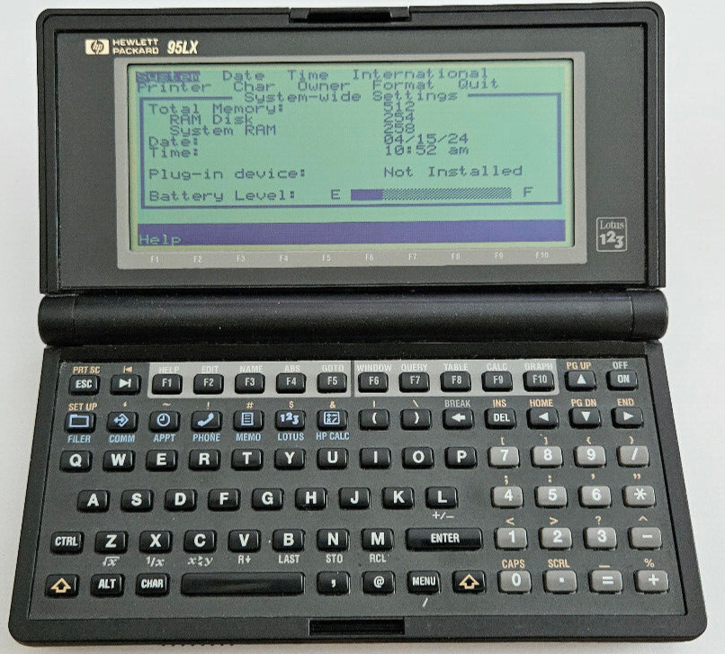 Hewlett Packard HP 95LX Palmtop Handheld Computer Vintage
