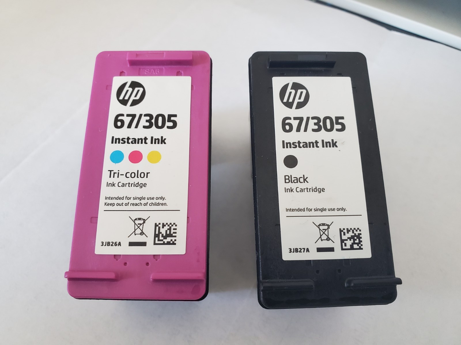 HP 67/305 Instant Ink Black & Tri-Color Cartridge Set Genuine OEM Used