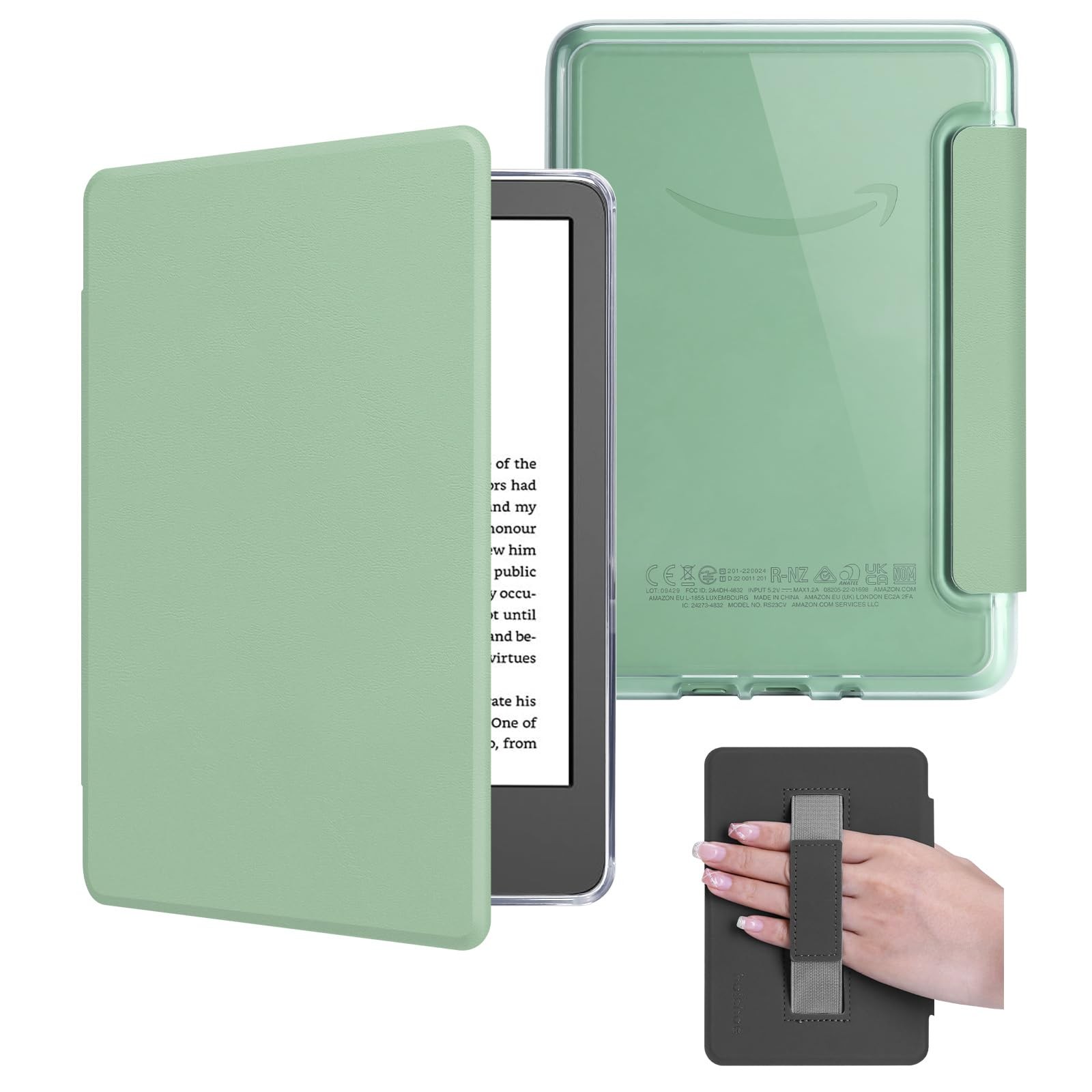 Case with Hand Strap for 6" Kindle Basic 11th Gen 2024/2022, Matcha Green