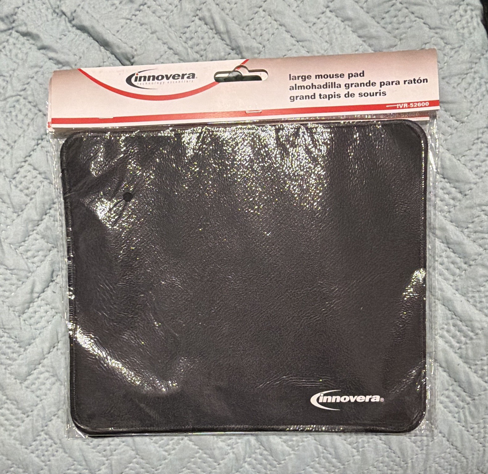 Innovera Large/XL Non-Slip Black Vinyl Mouse Pad IVR-52600 9 7/8 x 11 7/8