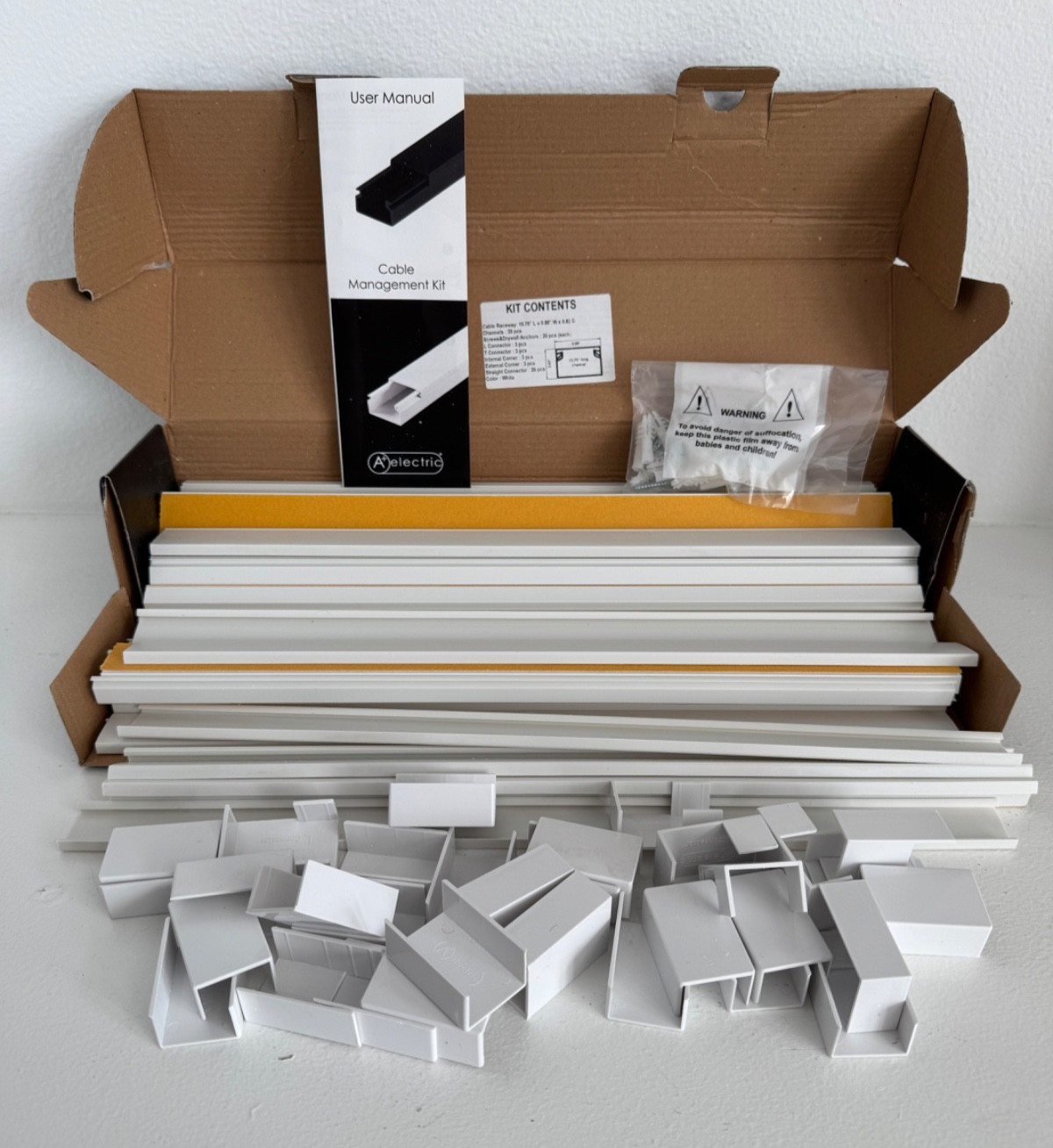 A+ Electric Cord Cover Kit 26ft Cable Raceway Wire Hider White Open Box
