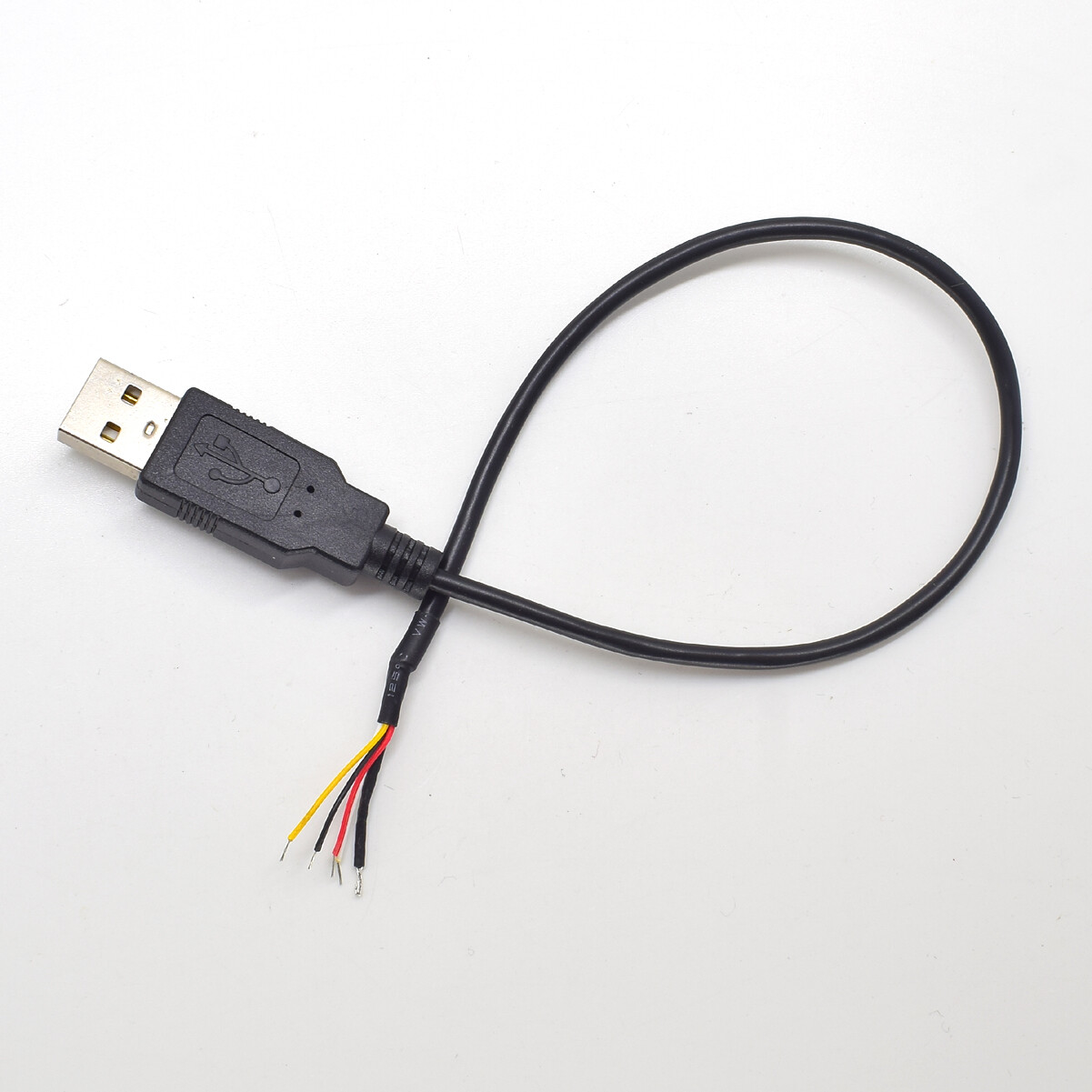 5pcs 30cm/1ft USB 2.0 Male Plug 4 Wire Shield DIY Pigtail Cable Black