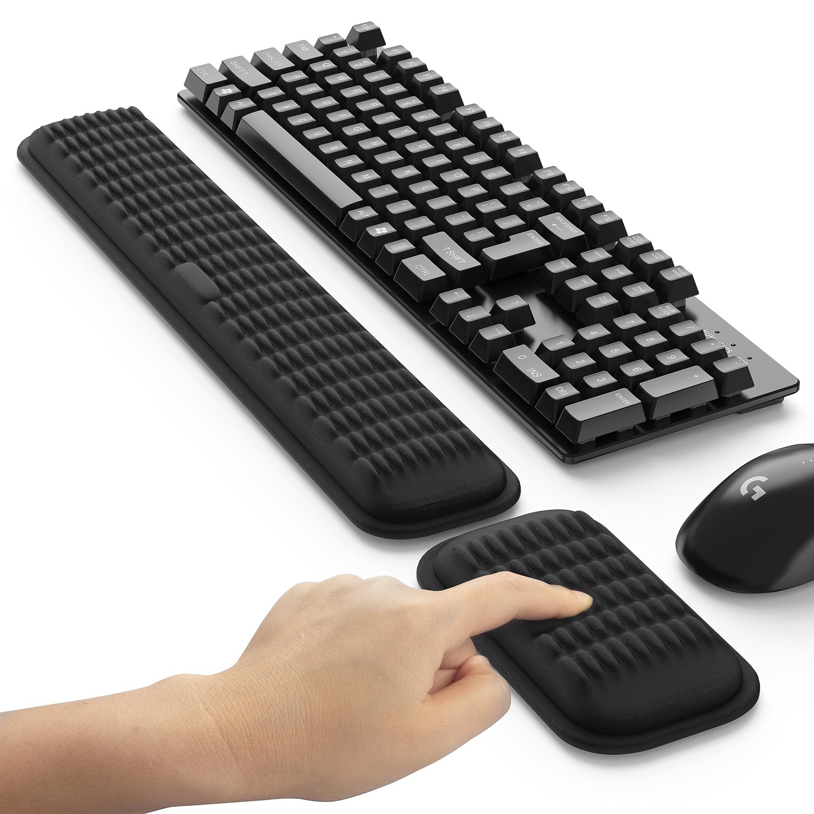 MEKASS Ergonomic Wrist Rest for Keyboard and Mouse, Soft Memory Medium, Black 