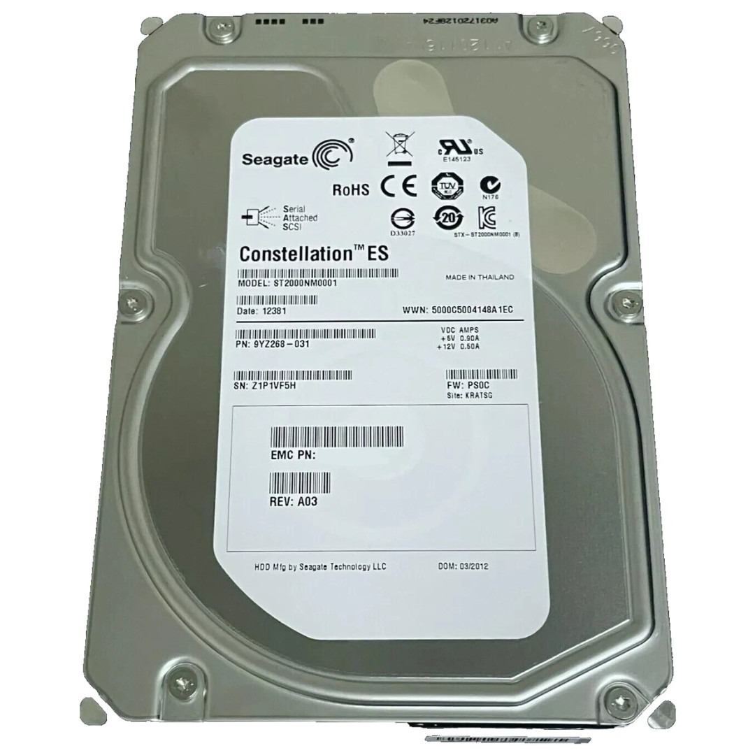 EMC Seagate Constellation ES 2TB SAS 6Gb/s 3.5" LFF HDD 118032851 ST2000NM0001