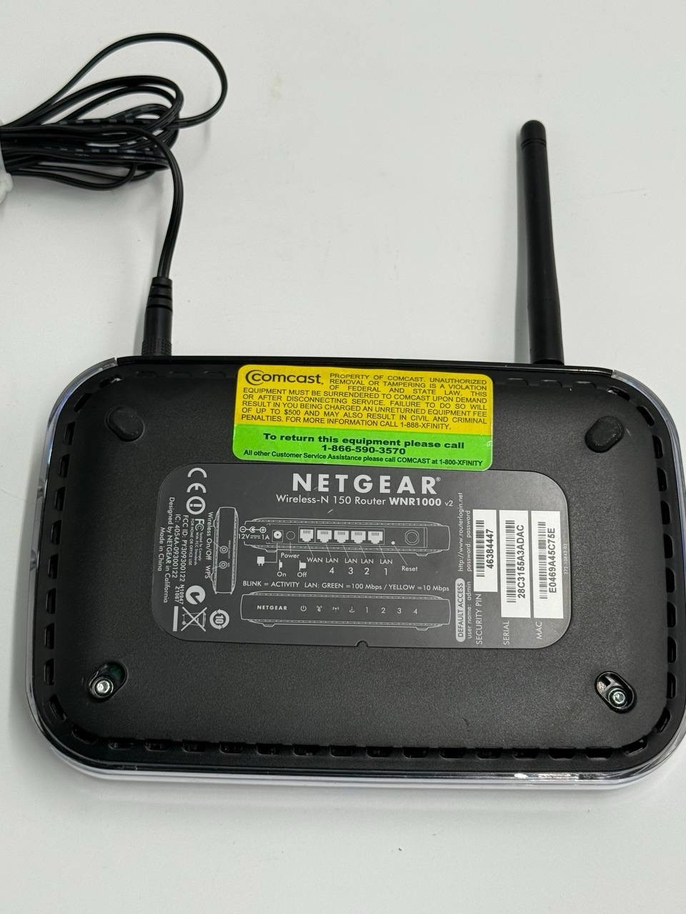 Netgear WNR1000 v2 Wireless N150 Router Comcast Xfinity W/ Power Adapter Bundle