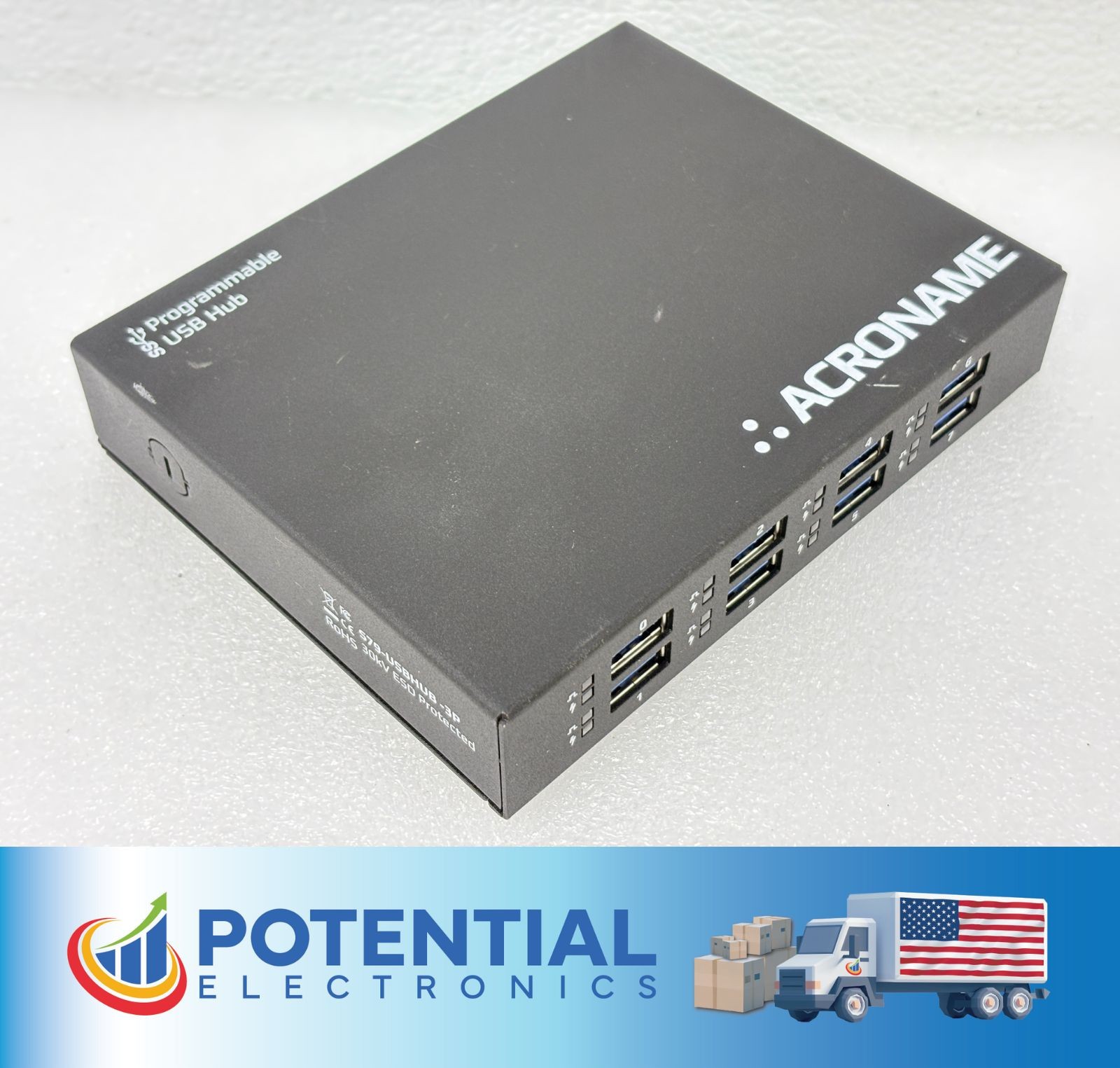 Acroname Programmable USB Hub (S79-USBHUB-3P) 4-Port USB Hub, 12V Power Supply