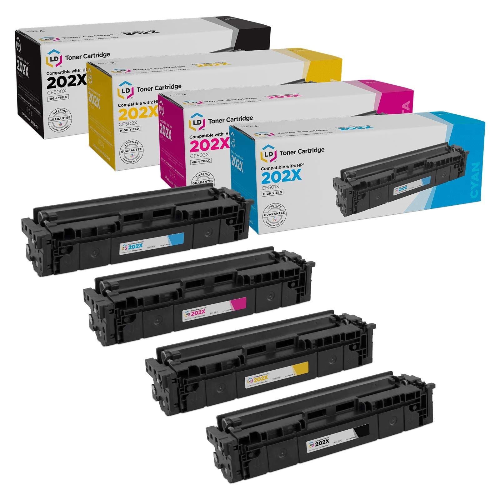 LD  4pk Comp Laser Toner Cartridge for HP 202X CF500X CF501X CF502X CF503X 202