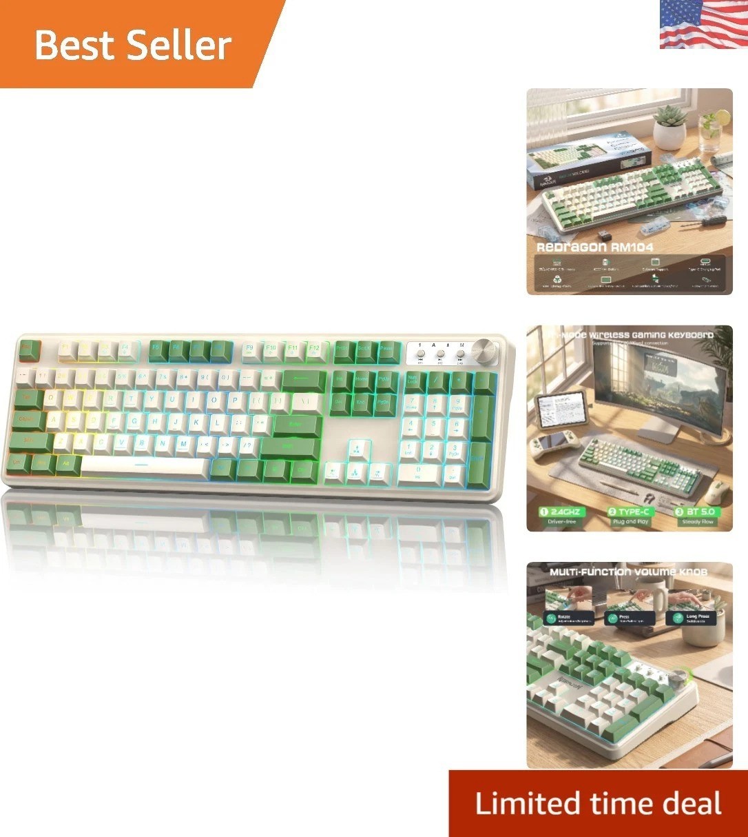 Dynamic RM104 RGB Wireless Keyboard with 4000mAh Battery - Customize Your Setup